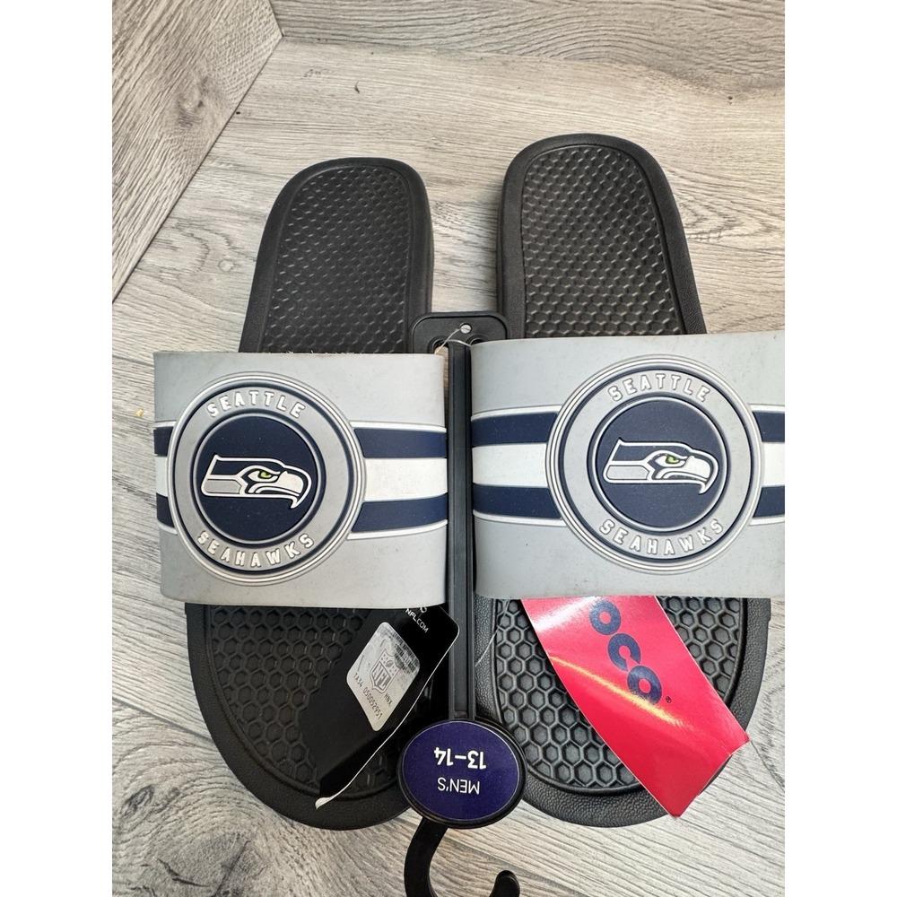 Licensed NFL Seattle Seahawks shower pool slide sandals shoes NWT mens 13-14
